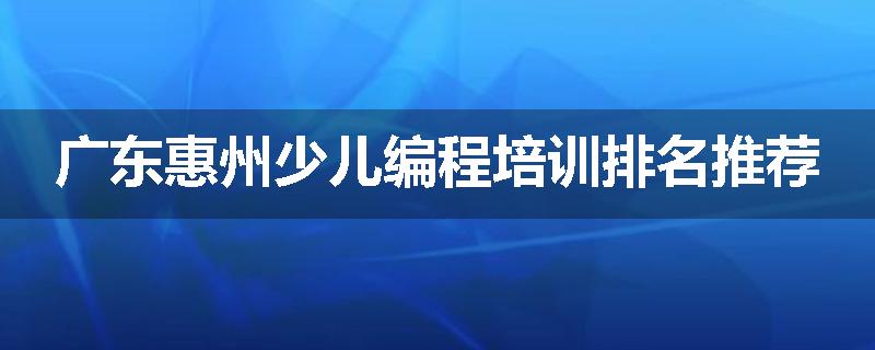 广东惠州少儿编程培训排名推荐