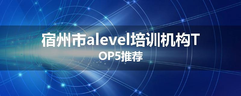 宿州市alevel培训机构TOP5推荐