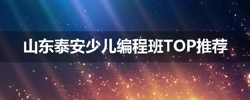 山东泰安少儿编程班TOP推荐
