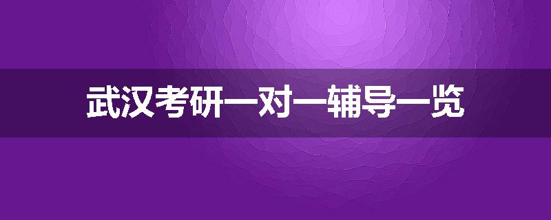 武汉考研一对一辅导一览