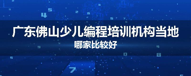 广东佛山少儿编程培训机构当地哪家比较好