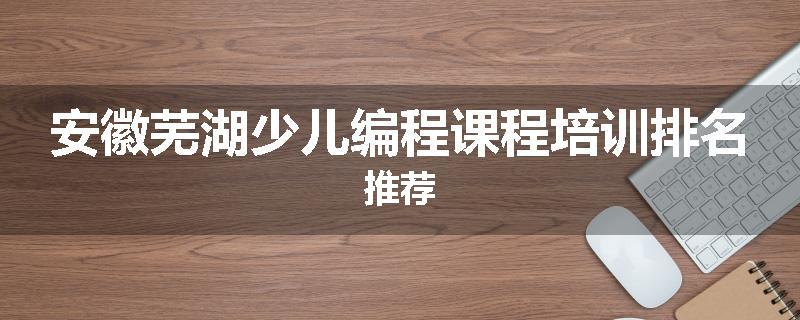 安徽芜湖少儿编程课程培训排名推荐