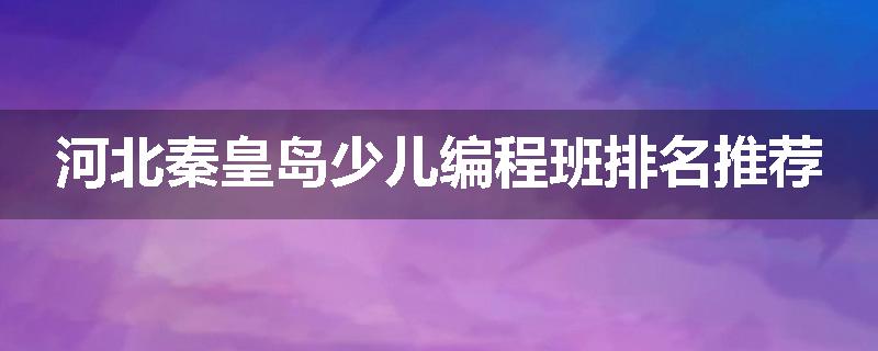 河北秦皇岛少儿编程班排名推荐