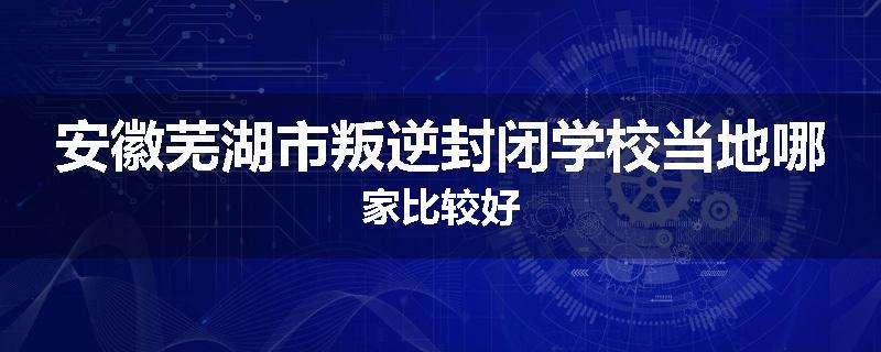 安徽芜湖市叛逆封闭学校当地哪家比较好