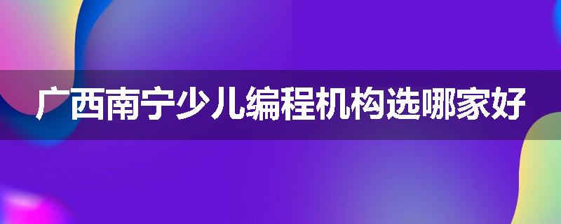 广西南宁少儿编程机构选哪家好