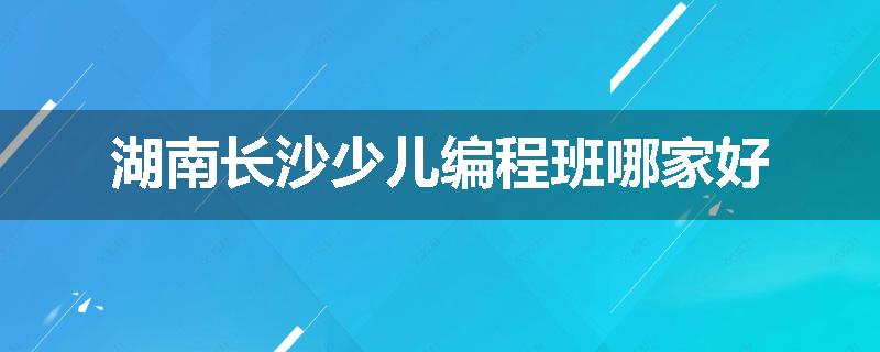 湖南长沙少儿编程班哪家好
