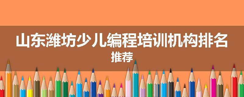 山东潍坊少儿编程培训机构排名推荐