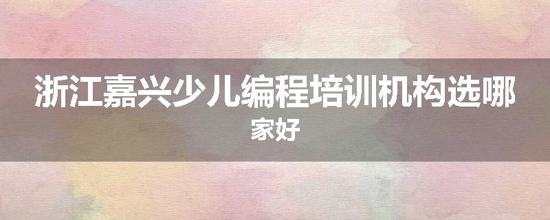 浙江嘉兴少儿编程培训机构选哪家好