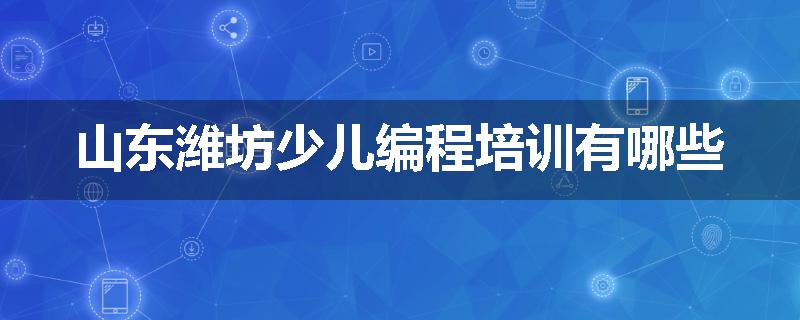 山东潍坊少儿编程培训有哪些