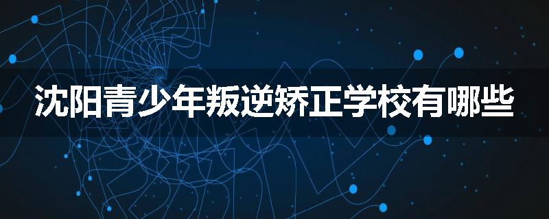 沈阳青少年叛逆矫正学校有哪些