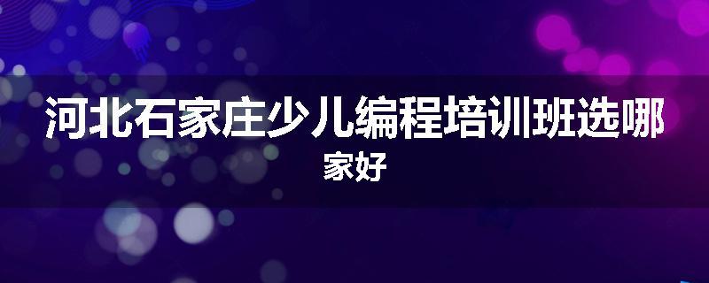 河北石家庄少儿编程培训班选哪家好