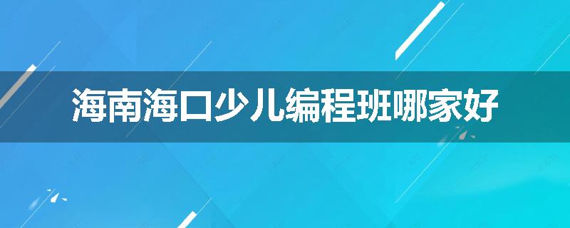 海南海口少儿编程班哪家好