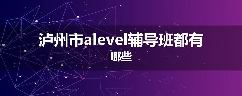 泸州市alevel辅导班都有哪些