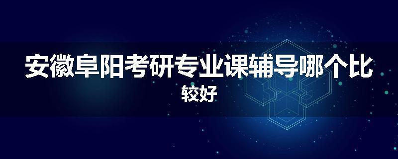 安徽阜阳考研专业课辅导哪个比较好