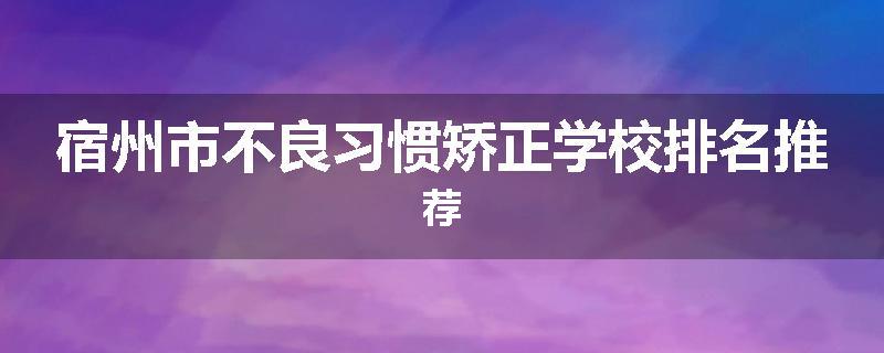 宿州市不良习惯矫正学校排名推荐