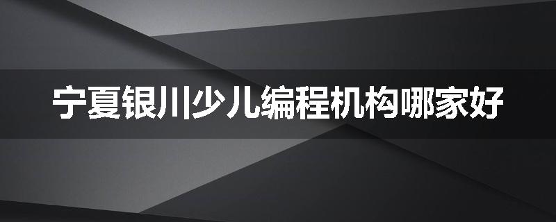 宁夏银川少儿编程机构哪家好