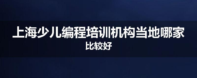 上海少儿编程培训机构当地哪家比较好