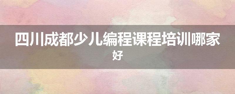 四川成都少儿编程课程培训哪家好