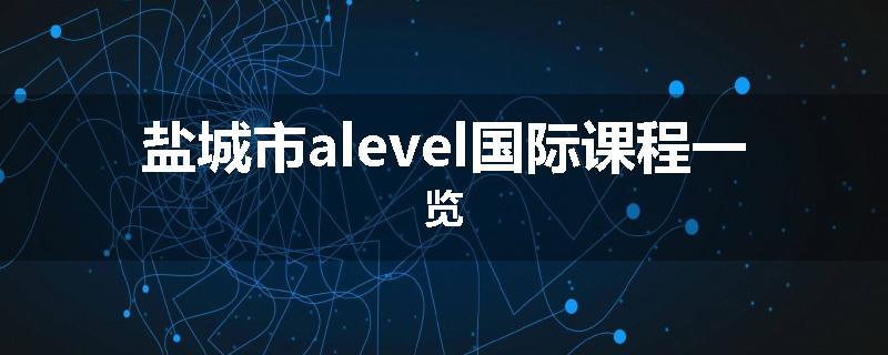 盐城市alevel国际课程一览