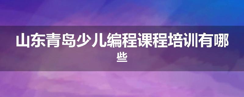 山东青岛少儿编程课程培训有哪些