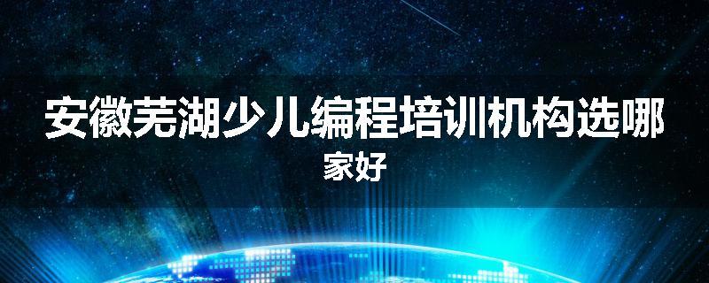 安徽芜湖少儿编程培训机构选哪家好