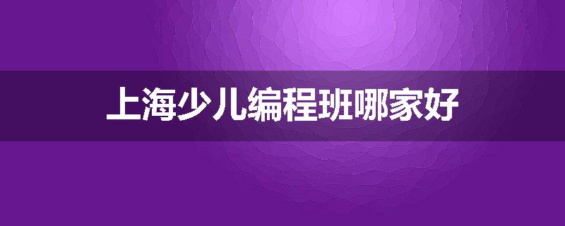 上海少儿编程班哪家好