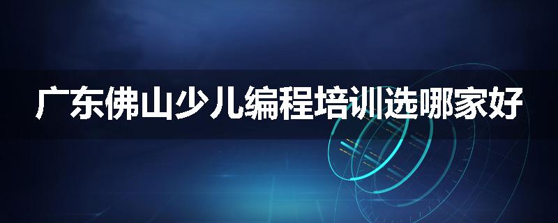 广东佛山少儿编程培训选哪家好