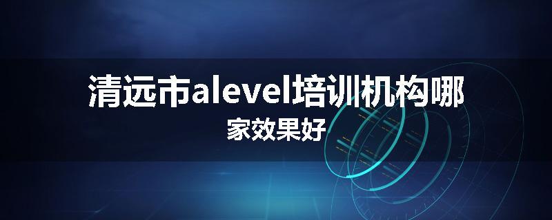 清远市alevel培训机构哪家效果好