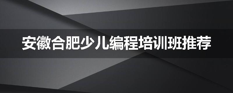 安徽合肥少儿编程培训班推荐