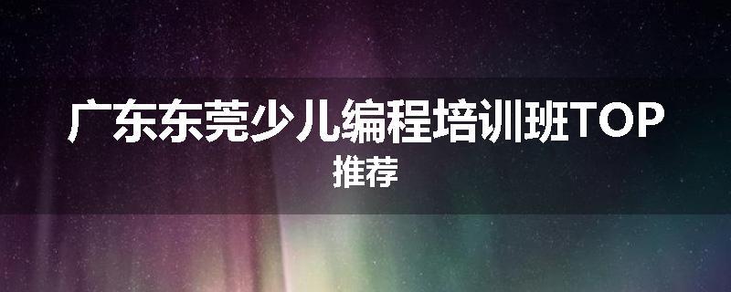 广东东莞少儿编程培训班TOP推荐