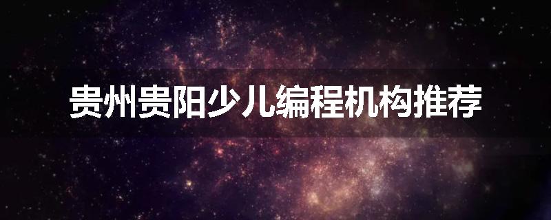 贵州贵阳少儿编程机构推荐