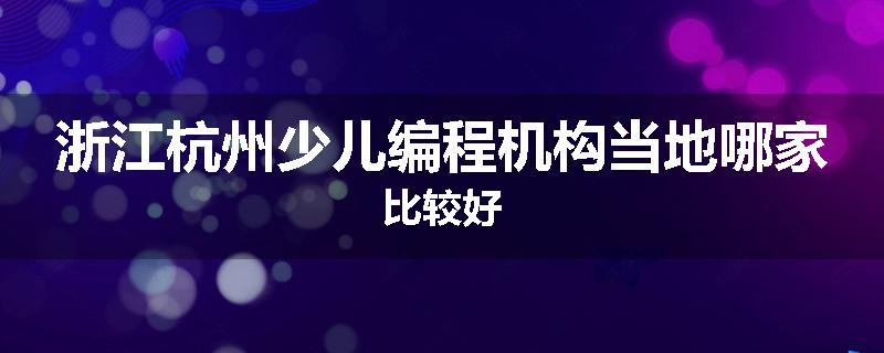 浙江杭州少儿编程机构当地哪家比较好