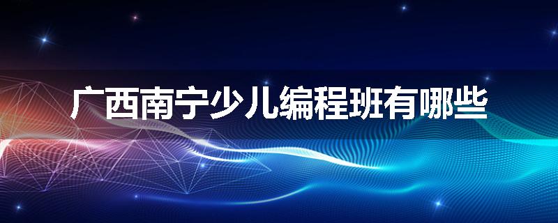 广西南宁少儿编程班有哪些