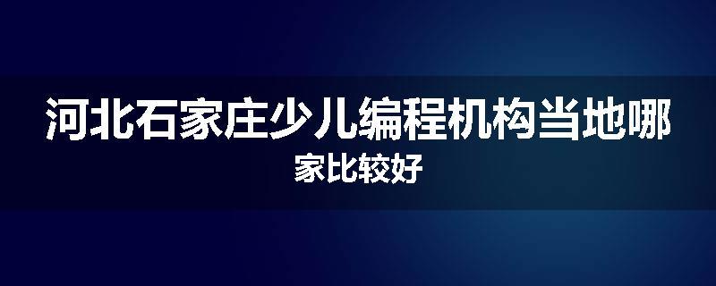 河北石家庄少儿编程机构当地哪家比较好