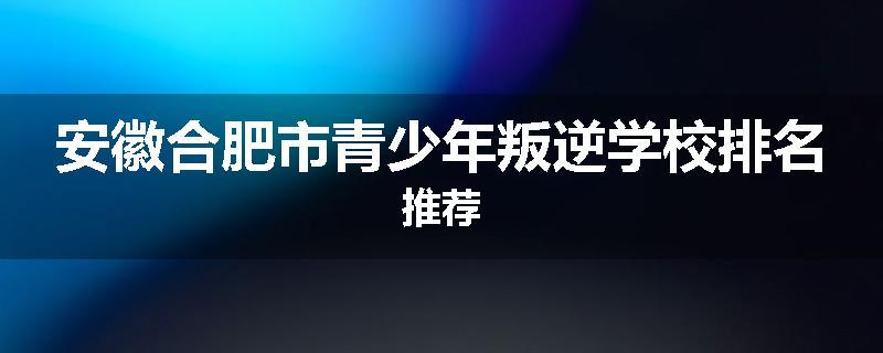 安徽合肥市青少年叛逆学校排名推荐