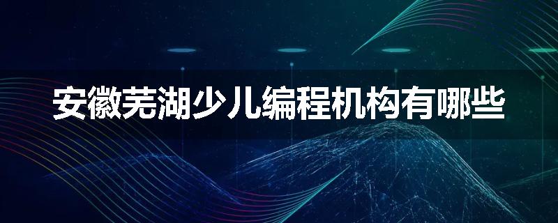 安徽芜湖少儿编程机构有哪些