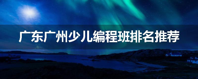广东广州少儿编程班排名推荐