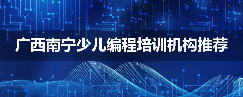 广西南宁少儿编程培训机构推荐