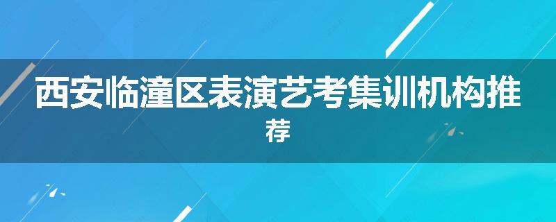 西安临潼区表演艺考集训机构推荐