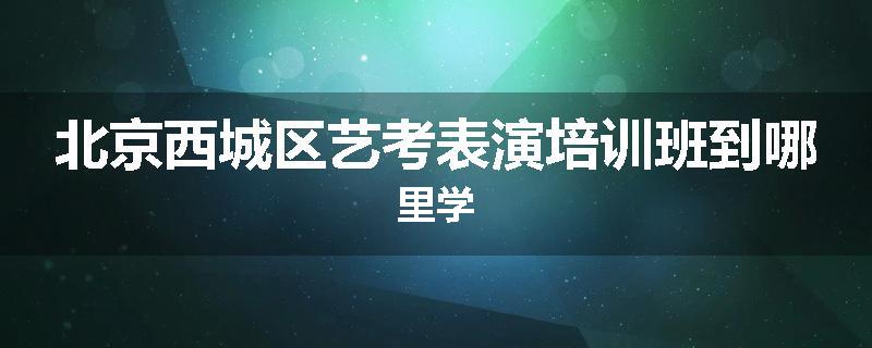 北京西城区艺考表演培训班到哪里学