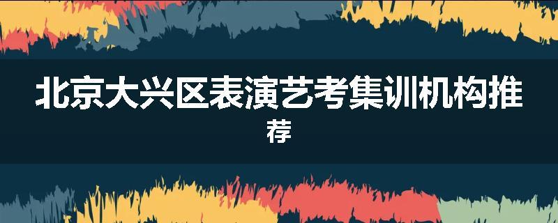 北京大兴区表演艺考集训机构推荐