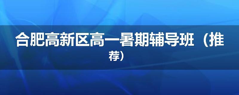 合肥高新区高一暑期辅导班（推荐）
