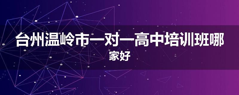 台州温岭市一对一高中培训班哪家好