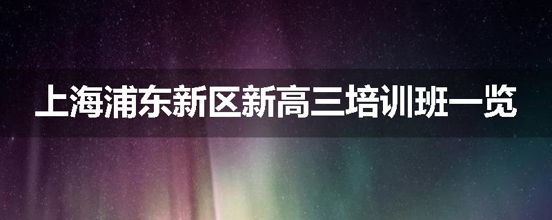 上海浦东新区新高三培训班一览