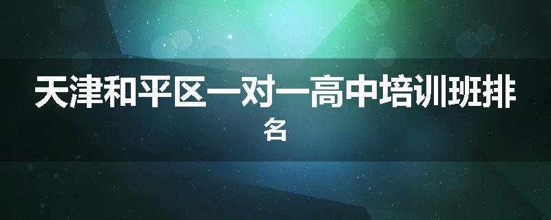 天津和平区一对一高中培训班排名