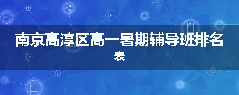 南京高淳区高一暑期辅导班排名表