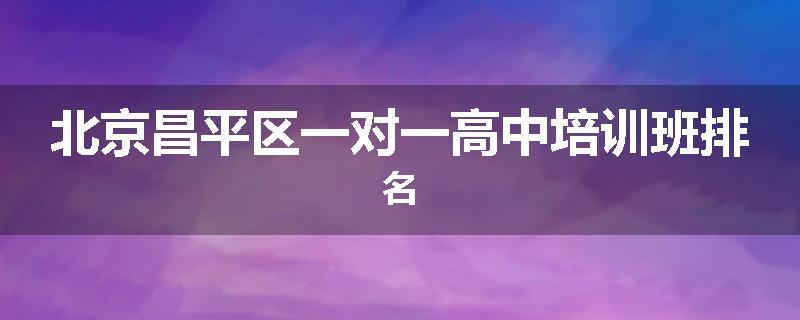 北京昌平区一对一高中培训班排名