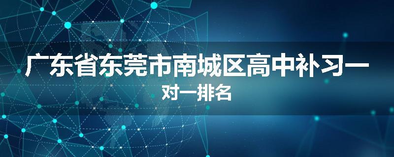 广东省东莞市南城区高中补习一对一排名
