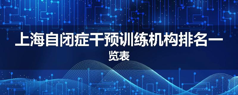上海自闭症干预训练机构排名一览表