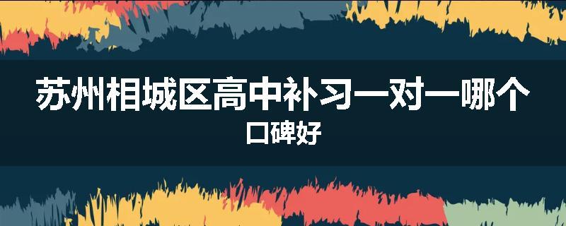 苏州相城区高中补习一对一哪个口碑好